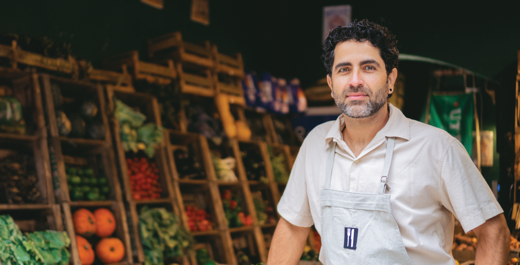 Latin man in an apron